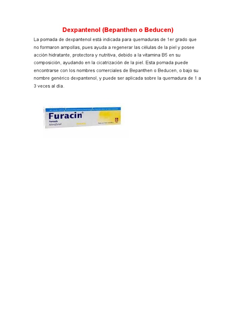 Dexpantenol: Uso y Beneficios en Quemaduras | PDF