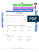 Ejercicios de Fracciones Equivalentes para Sexto de Primaria