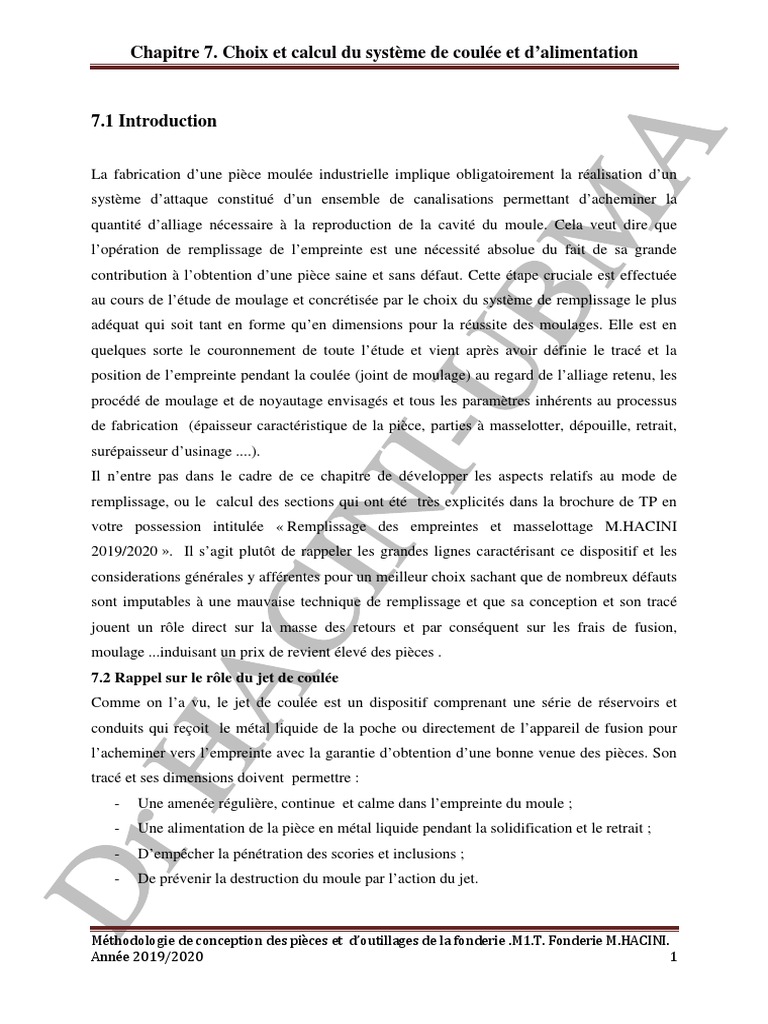 Calcul du Système de Coulée en Fonderie | PDF | Informatique ...