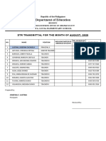 Department of Education: DTR Transmittal For The Month of August, 2020