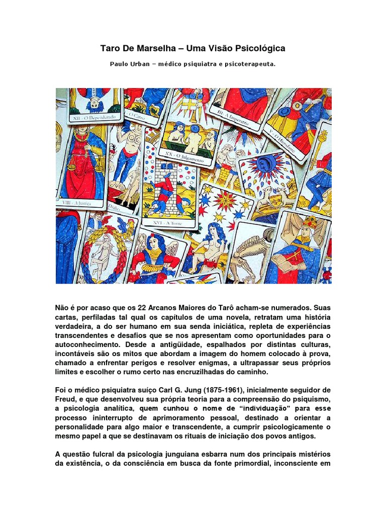 Tarot de Marselha e Psicologia Junguiana | PDF | Carl Jung | Psicologia ...