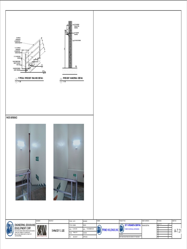 Typ. Handrail and Railing Detail PDF Building Technology Building