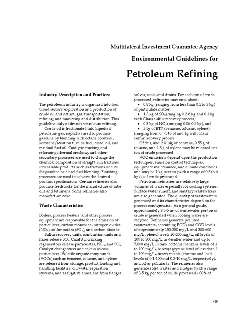 Environmental Guidelines for Refining | PDF | Oil Refinery | Sewage ...