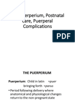 The Puerperium, Postnatal Care, Puerperal Complications