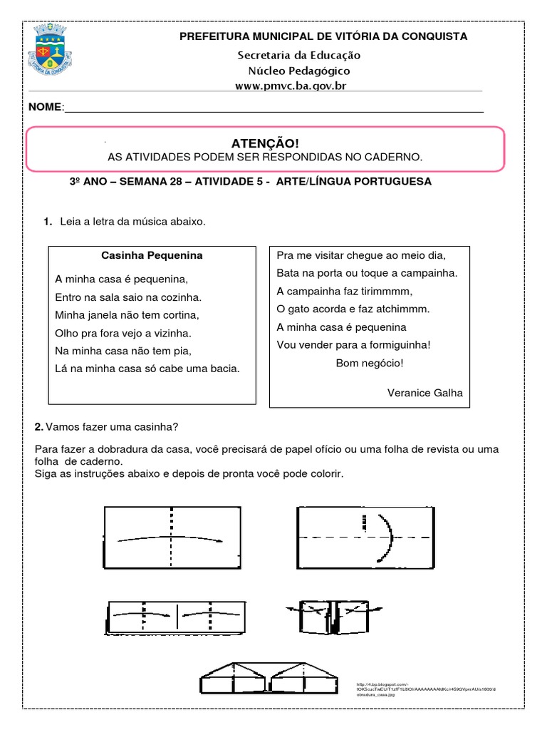 Atividades de Arte e Português 3º Ano | PDF