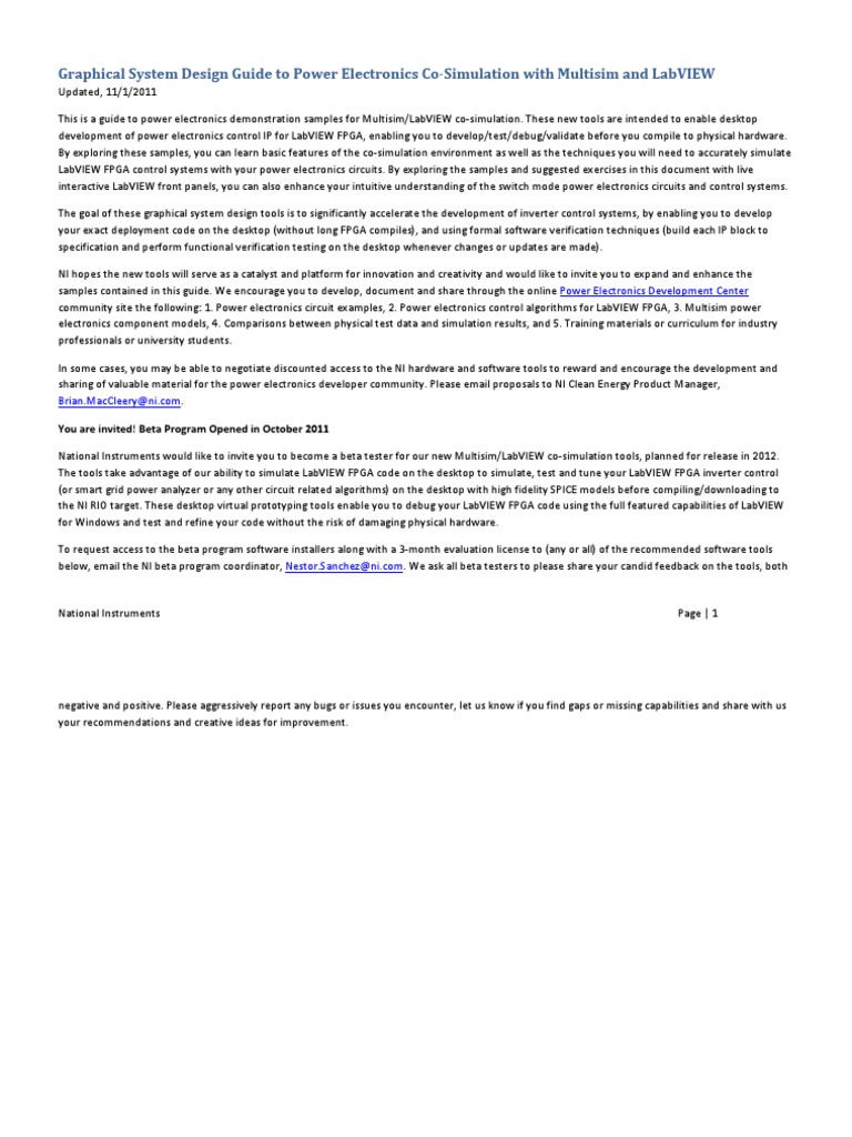 Graphical System Design Guide To Power Electronics Co-Simulation With ...