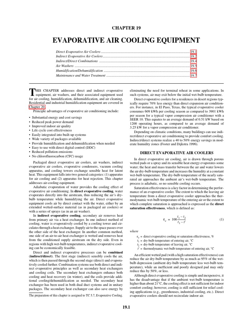 Evaporative Air Cooling Equipment Overview | PDF | Air Conditioning ...