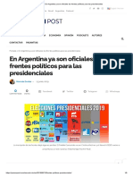 En Argentina Ya Son Oficiales Los Frentes Políticos para Las Presidenciales