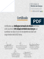 Certificado de participação em colóquio de história das doenças