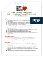 Grade 3 Sample Lesson Plan: Unit 1 - Nutrition, Physical Activity, and Health Promotion