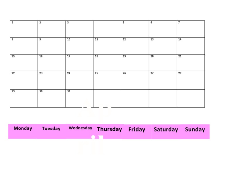 Ap Ril: Thursday Friday Saturday Sunday | PDF