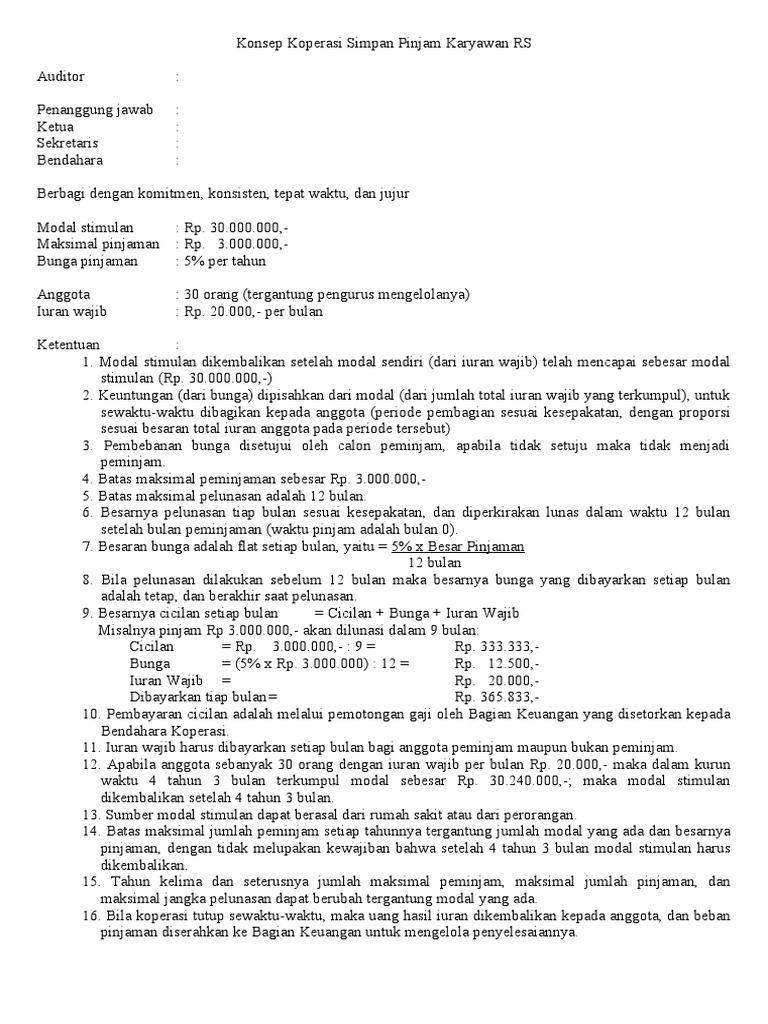 Koperasi Simpan Pinjam Karyawan RS | PDF