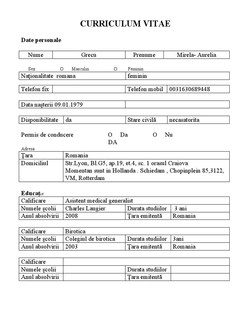 CV Mirela Grecu | PDF
