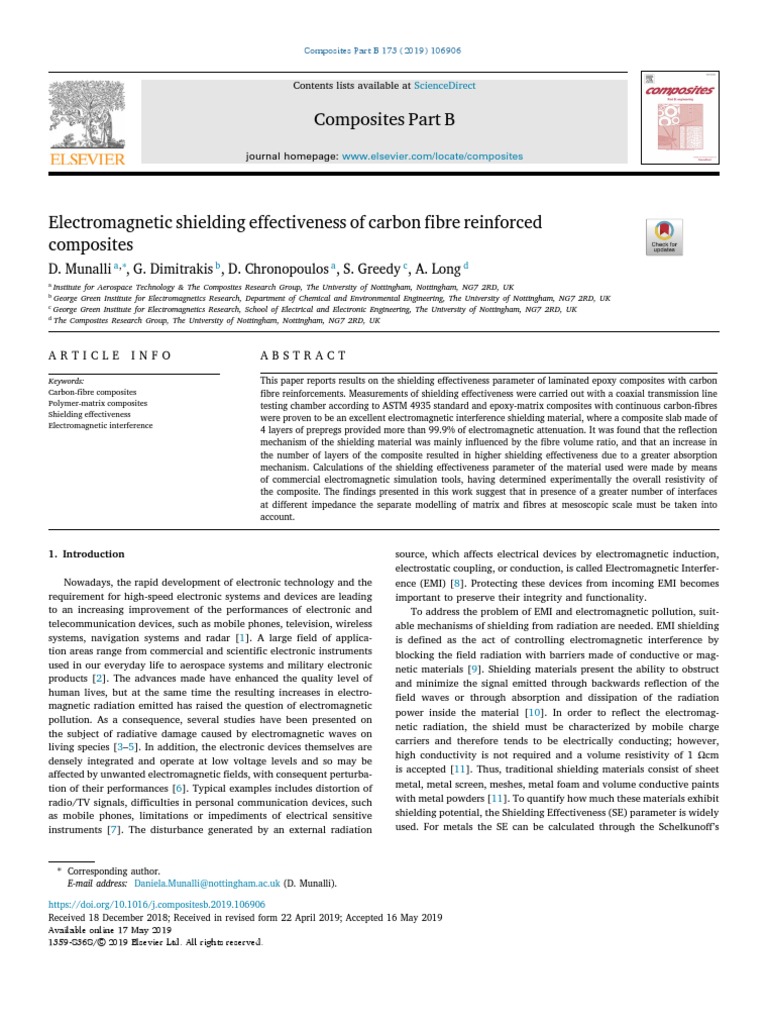 Electromagnetic Shielding Effectiveness of Carbon Fibre Reinforced ...