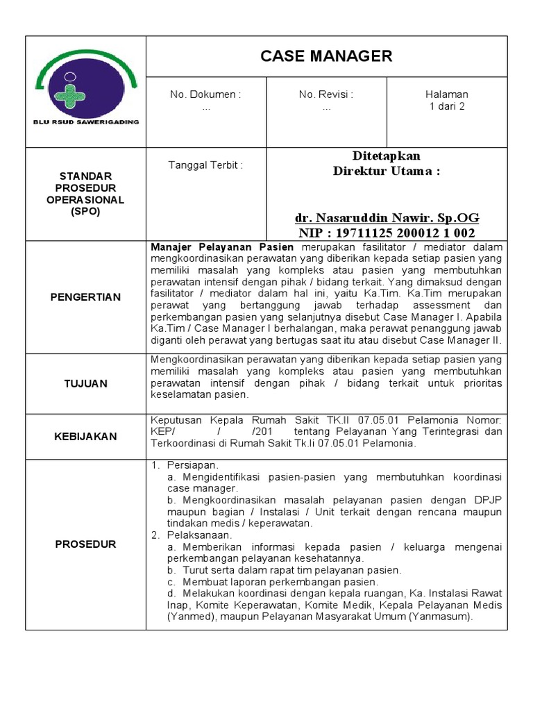 SOP Case Manager PDF