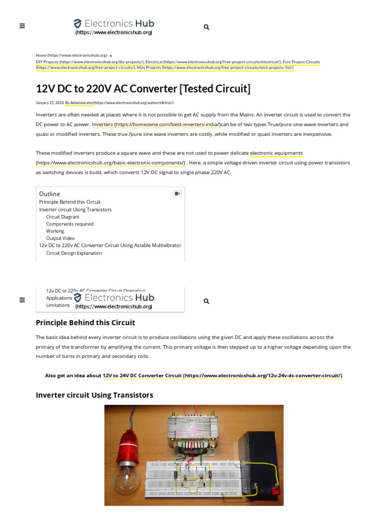 How To Make 12v DC To 220v AC Converter - Inverter Circuit Design | PDF ...