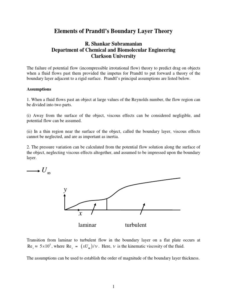 Prandtl's Boundary Layer Theory | PDF | Boundary Layer | Fluid Dynamics