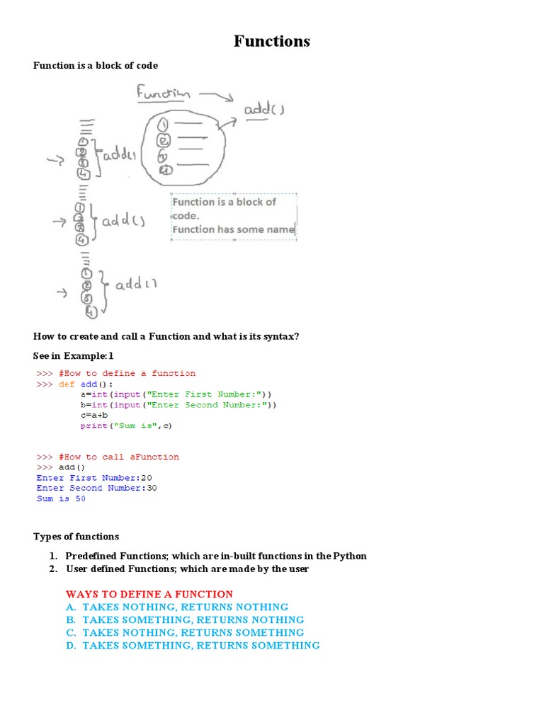 Functions: Function Is A Block of Code | PDF