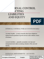 Internal Control Affecting Liabilities and Equity