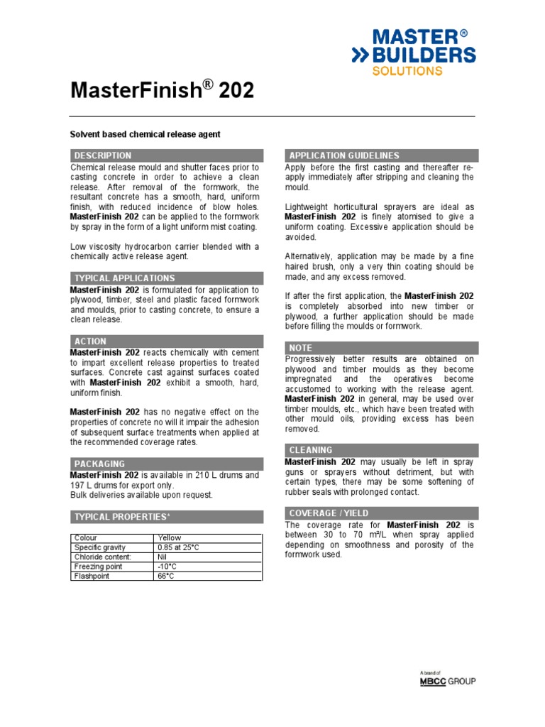Masterfinish 202: Description Application Guidelines | PDF | Concrete ...