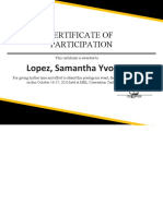 Certificate of Participation: Lopez, Samantha Yvonne G