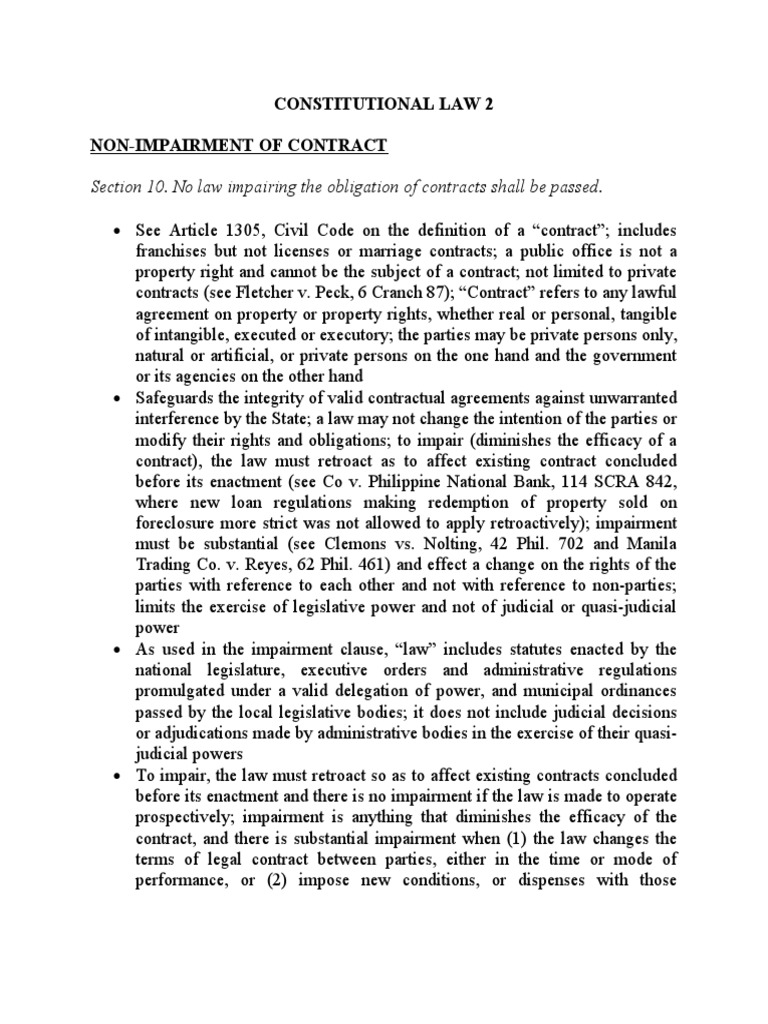 Impairing The Obligation Of Contracts