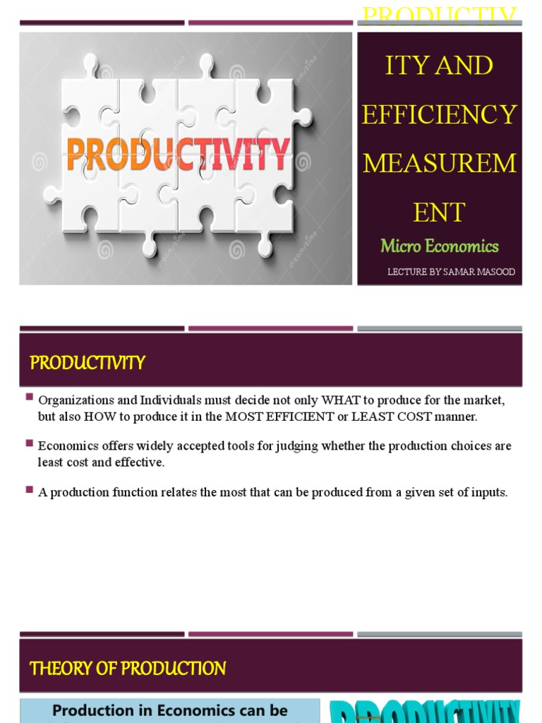 Lecture 2 Productivity And Efficiency In Economics Pdf Factors Of