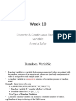 Week 10: Discrete & Continuous Random Variable Aneela Zafar