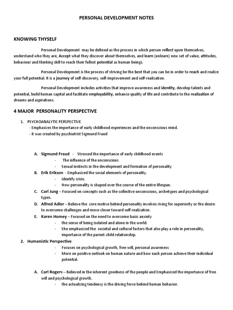 Personal Development Notes | PDF | Friendship | Adolescence
