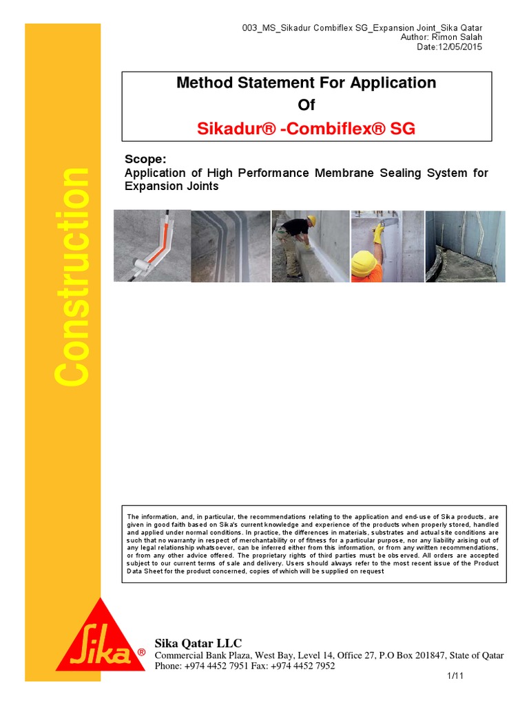 Sikadur® - Combiflex® SG: Method Statement For Application of | PDF ...