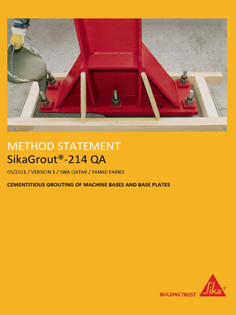 Method Statement: Sikagrout®-214 Qa | PDF | Concrete | Water