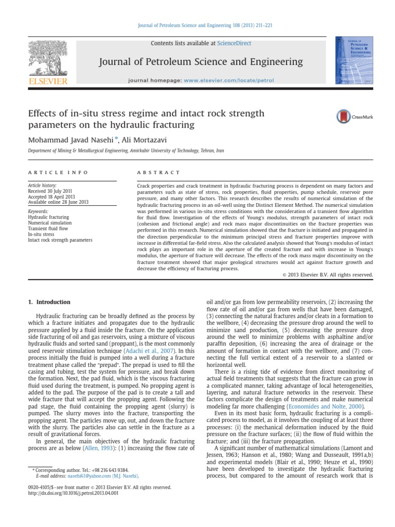 Effects of In-Situ Stress Regime and Intact Rock Strength Parameters On ...