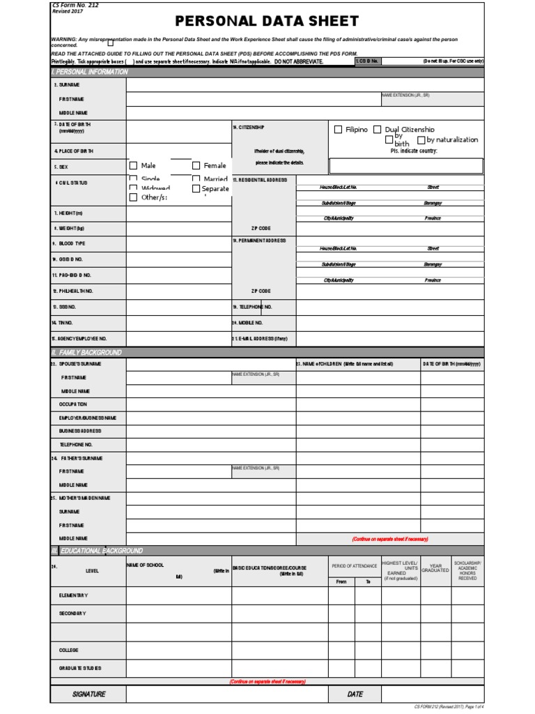 Citizenship Details in Personal Data Sheet | PDF | Crimes | Crime ...