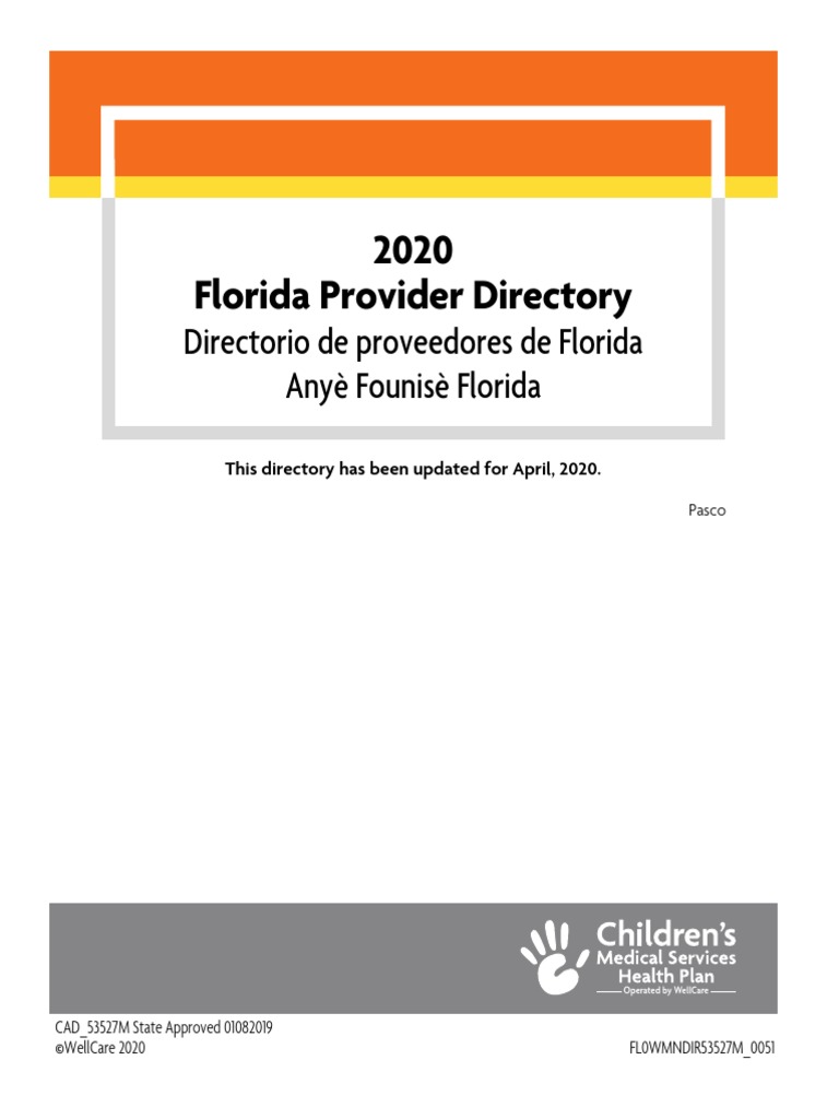 FL Caid CMS Provider Directory Reg 5 1 Eng Spa 4 2020 PDF Medicine