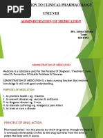 Introduction To Clinical Pharmacology Unit:Viii: Administration of Medication