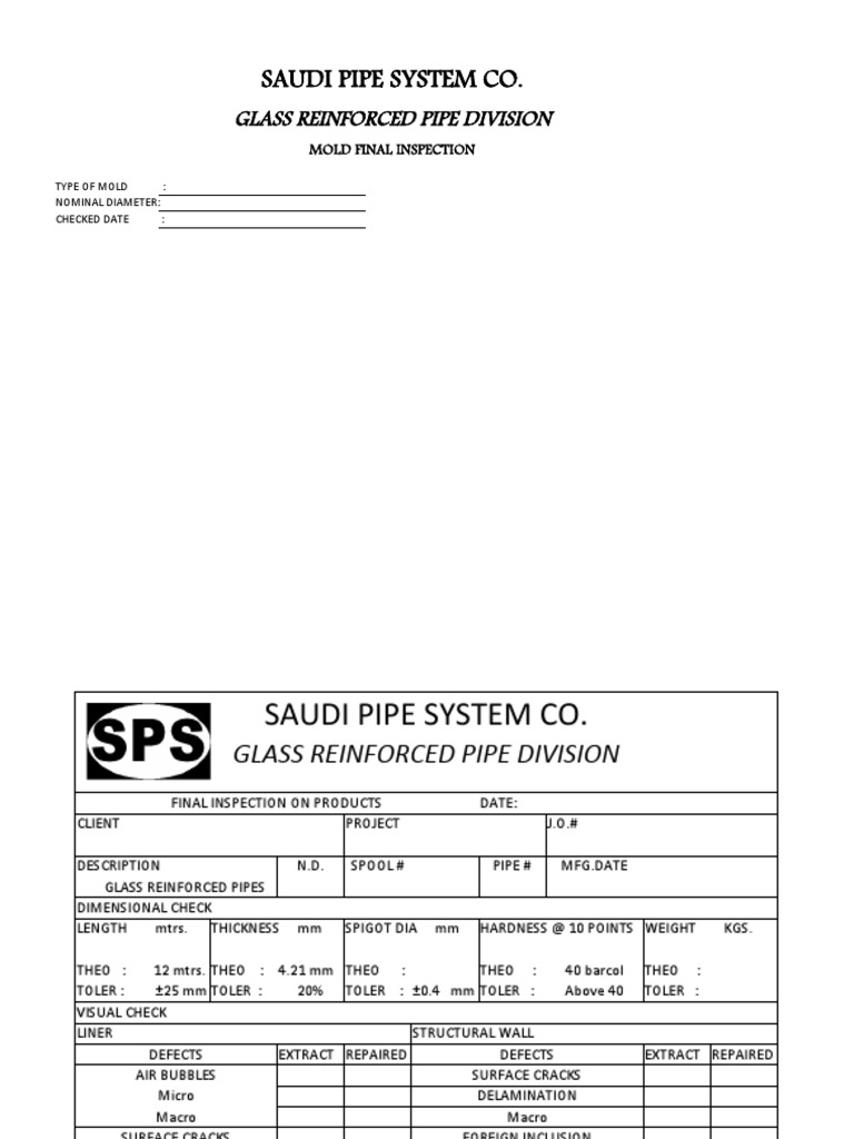 GRP Final Inspection Report | PDF | Pipe (Fluid Conveyance ...