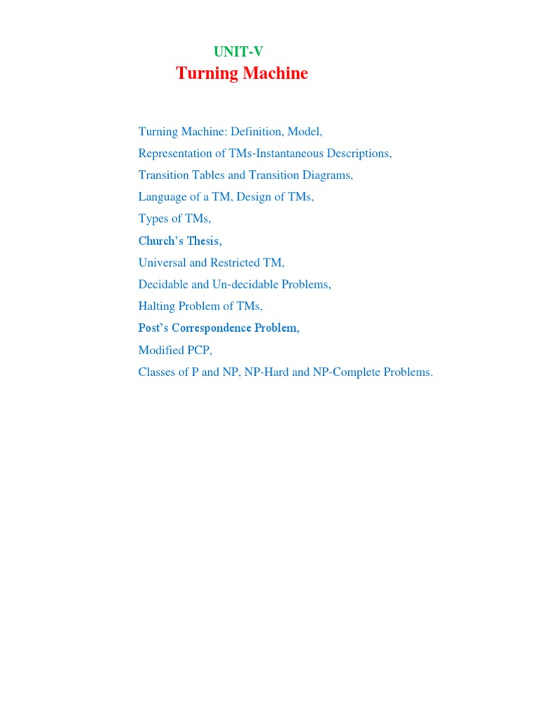 Overview of Turing Machines | PDF | Time Complexity | Computational ...