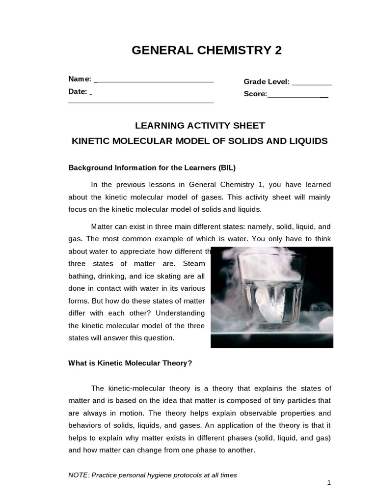 Kinetic Molecular Model: Solids and Liquids | PDF | Gases | Liquids
