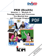 MAPEH (Health) : Quarter 1 - Module 6: Teenage Issues and Concerns: Pre-Marital Sex and Teenage Pregnancy