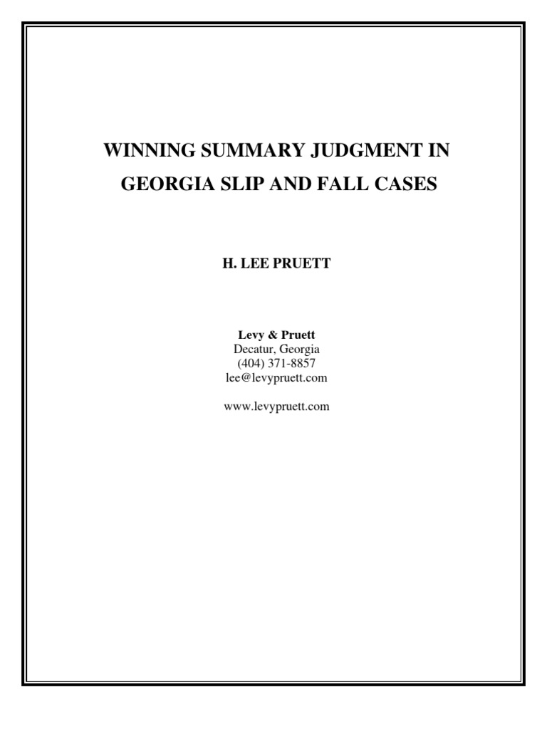 2008 Scea Paper On Slip and Fall PDF Summary Judgment Duty Of Care
