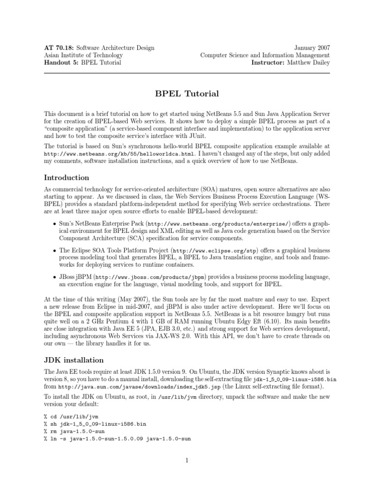 Bpel Tutorial | PDF | Net Beans | Applications & Software