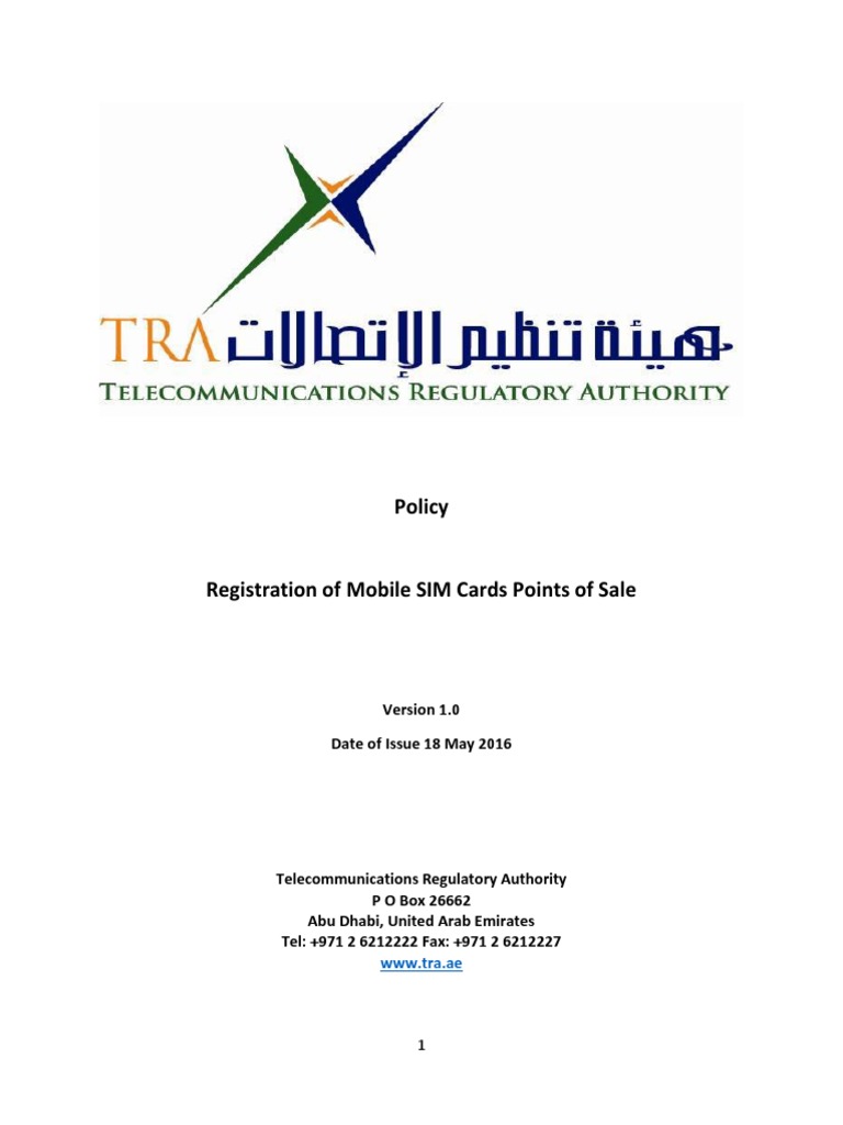 SIM Card Points of Sale Registration Policy | PDF | Point Of Sale | License
