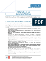 3 Worksheet On Summary Writing: A I: H T W A S