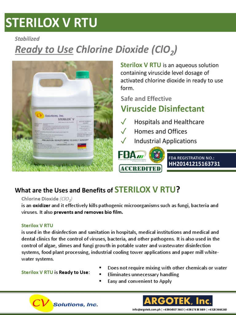 Sterilox V RTU: Versatile Disinfectant | PDF | Disinfectant | Water