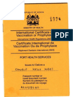 Yellow Fever Vaccination Cert