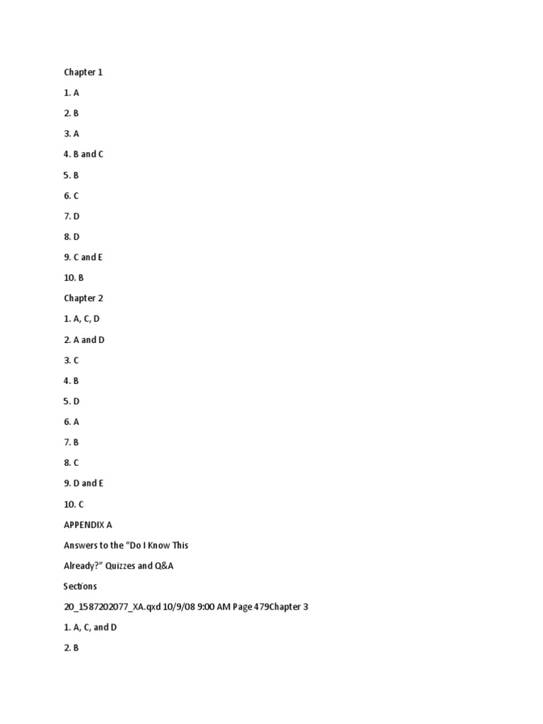 Asnwer Key | PDF | Cisco Certifications | Service Industries