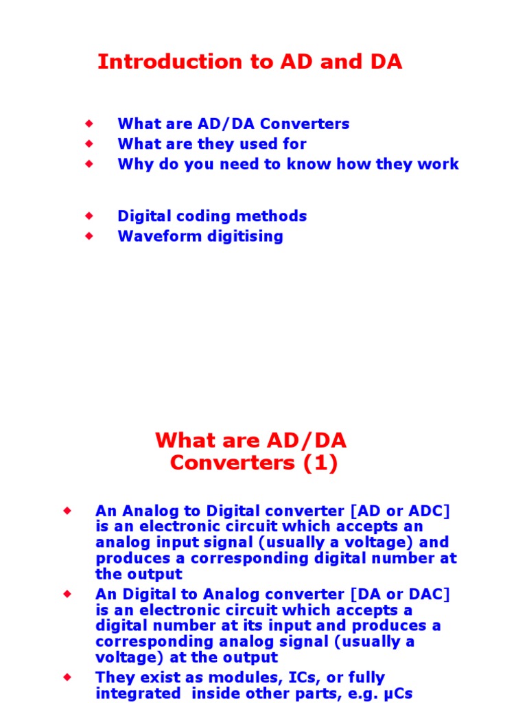 Introduction To AD and DA | PDF | Analog To Digital Converter | Digital ...