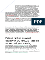 Poland Ranked As Worst Country in EU For LGBT People For Second Year Running