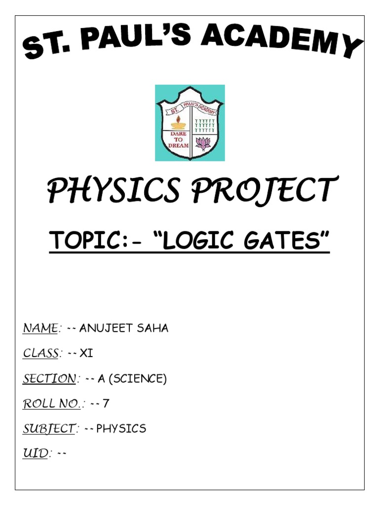 LOGIC GATES (Physics Project Class12) PDF Logic Gate Electronic