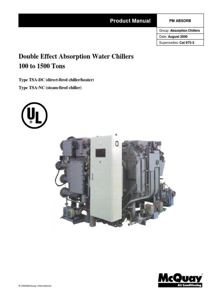Double Effect Absorption Water Chillers 100 To 1500 Tons: Product ...